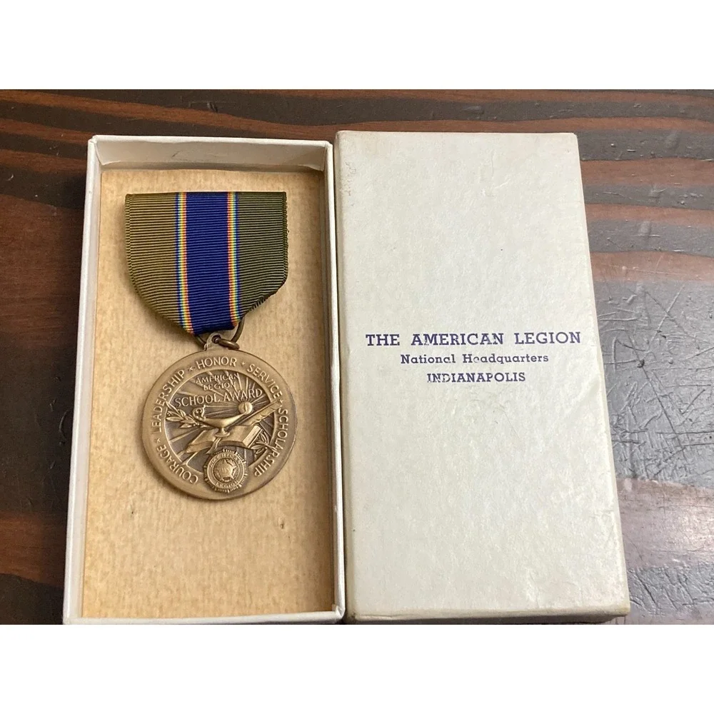 Vintage American Legion School Award For God and Country Medal Lapel Pin in Box